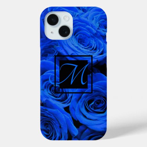 Elegant blue roses blue flowers blue floral iPhone 15 case