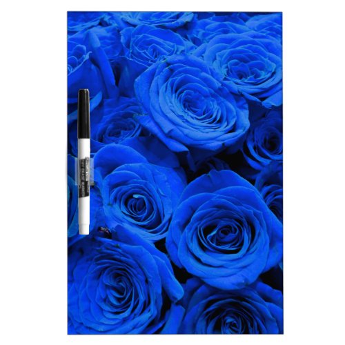 Elegant blue roses blue flowers blue floral dry erase board