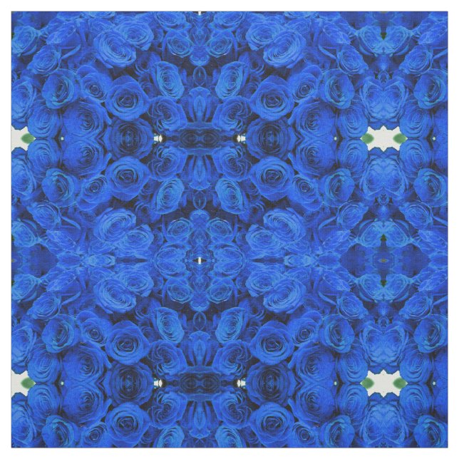 Elegant blue roses blue flowers blue floral fabric (Swatch)