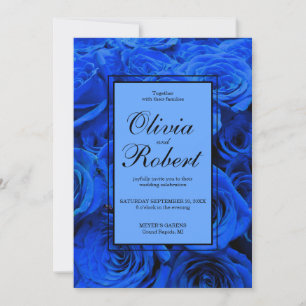 Elegant blue roses blue flowers blue floral invitation