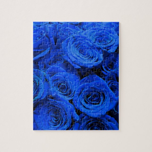 Elegant blue roses blue flowers blue floral jigsaw puzzle (Vertical)