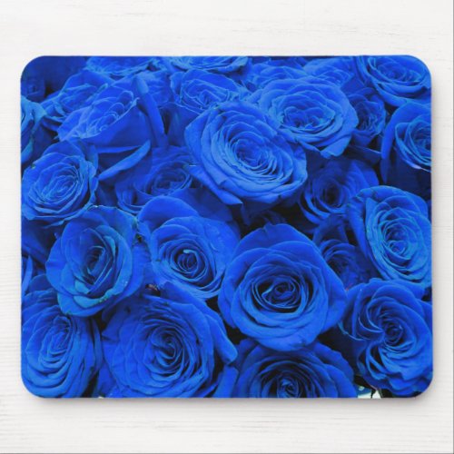 Elegant blue roses blue flowers blue floral mouse pad