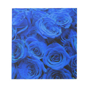 Elegant blue roses blue flowers blue floral notepad