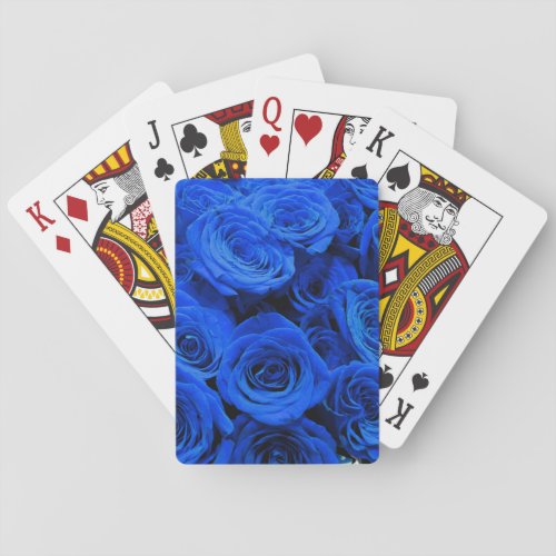 Elegant blue roses blue flowers blue floral playing cards