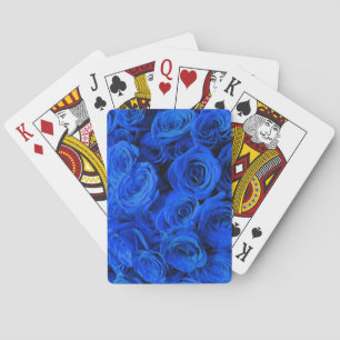 Elegant blue roses blue flowers blue floral poker cards