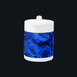 Elegant blue roses blue flowers blue floral teapot<br><div class="desc">Experience the captivating allure of blue roses with our customizable products. Discover stunning prints,  fashionable accessories that showcase the beauty of these rare and mystical blooms. Elevate your style and surround yourself with the enchantment of blue roses.</div>