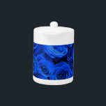 Elegant blue roses blue flowers blue floral teapot<br><div class="desc">Experience the captivating allure of blue roses with our customizable products. Discover stunning prints,  fashionable accessories that showcase the beauty of these rare and mystical blooms. Elevate your style and surround yourself with the enchantment of blue roses.</div>
