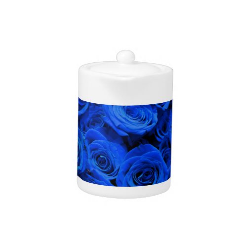 Elegant blue roses blue flowers blue floral teapot