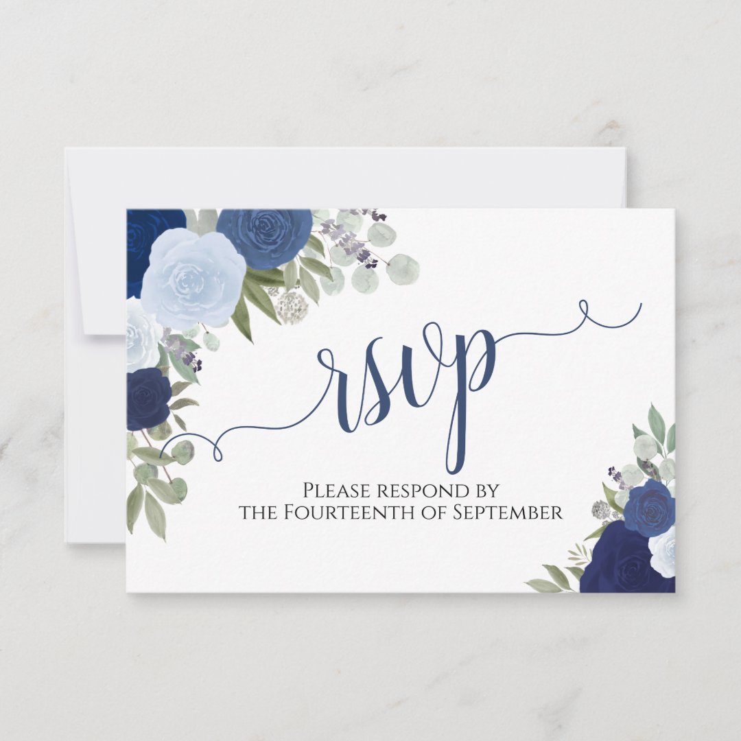Royal Blue And Purple Wedding RSVP Postcard | Zazzle - View #6