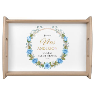 Elegant Blue Roses Keepsake Tray