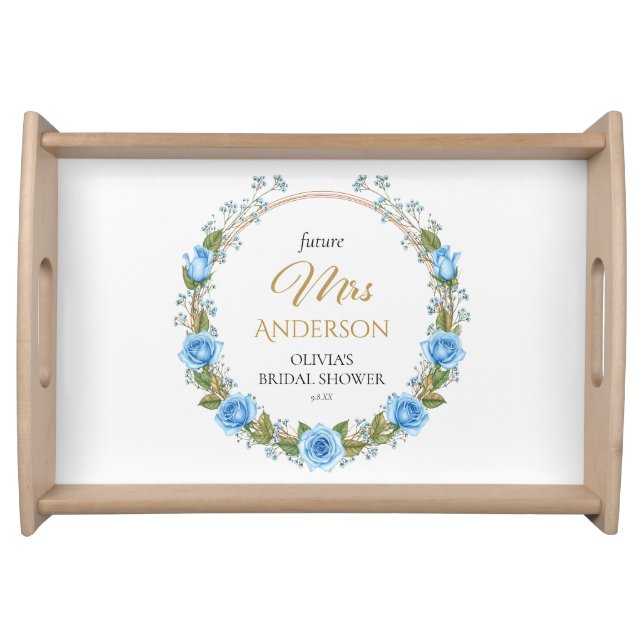 Elegant Blue Roses Keepsake Tray (Front)