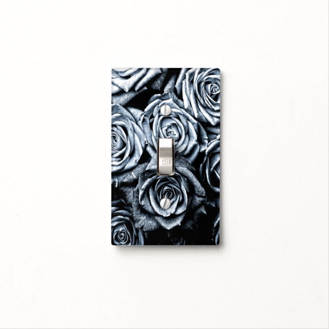 Elegant Blue Roses Light Switch Cover (In Situ)