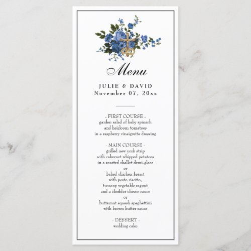 Elegant Blue Roses Wedding Religious Menu