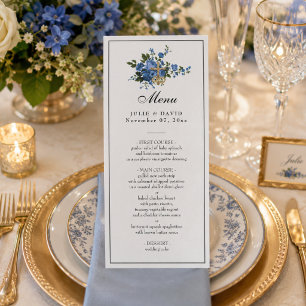 Elegant Blue Roses Wedding Religious Menu
