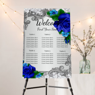 Elegant Blue Roses Wedding Seating Chart Foam Board