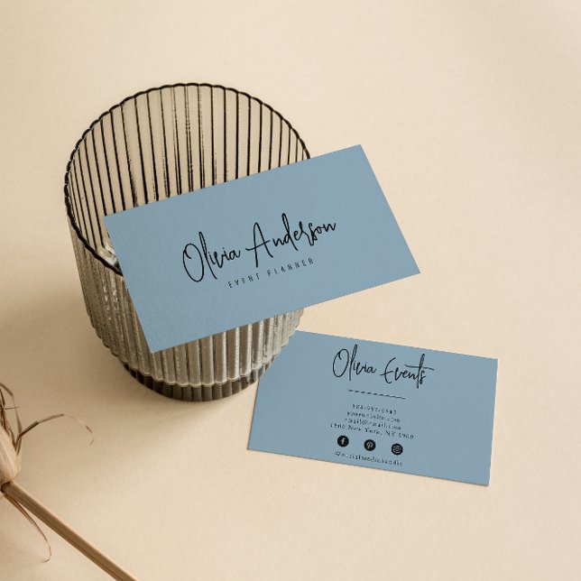 Elegant blue Rustic Minimalist Boho Chic Modern  Business Card (Creator Uploaded)