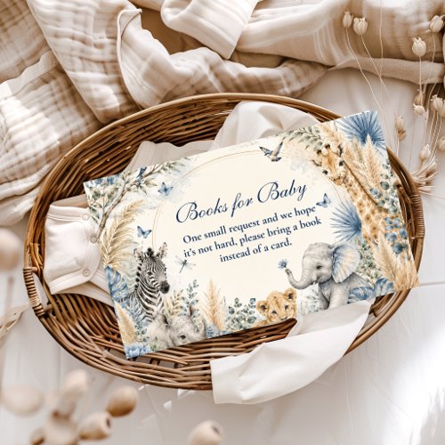 Elegant Blue Safari Boy Books for Baby Enclosure Card