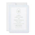 Elegant Blue & Sage Monogram Wedding Invitation