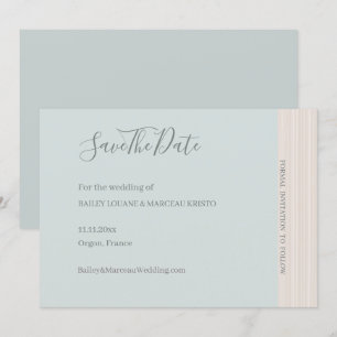 Elegant Blue Sage Wood Grain Save The Date Wedding Invitation
