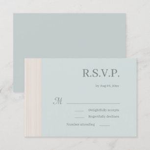 Elegant Blue Sage Wood Grain Stripes Wedding RSVP Invitation