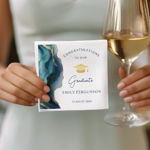 Elegant Blue Sapphire Congratulations Graduate Napkins