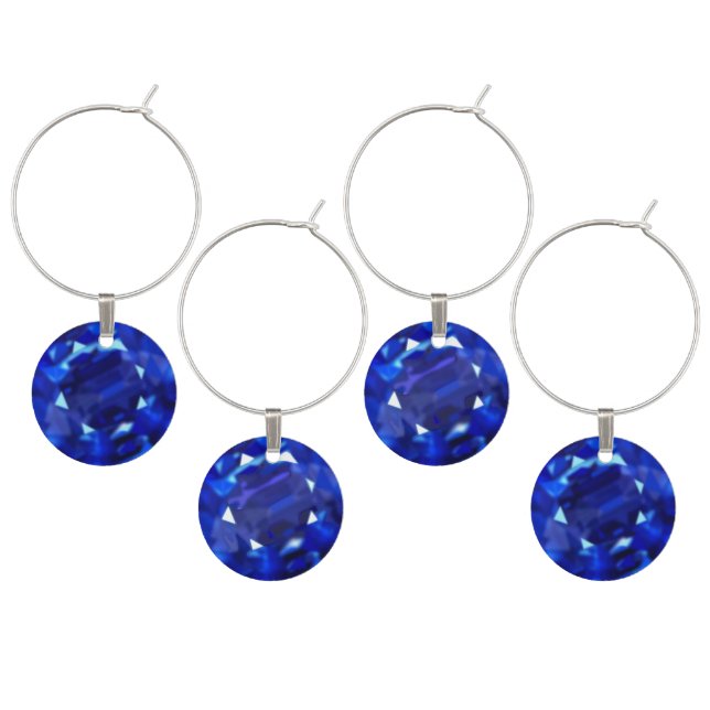 Elegant Blue Sapphire Gemstones Wine Charm (Staggered)