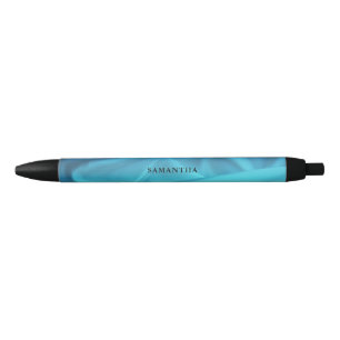 Elegant Blue Satin Name Pen
