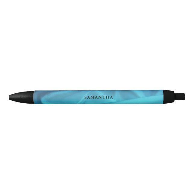 Elegant Blue Satin Name Pen (Front)