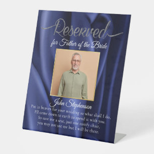 Elegant Blue Save A Seat Photo Wedding Memorial Pedestal Sign