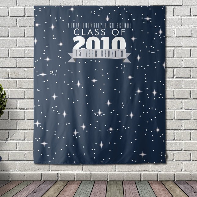 Elegant, blue School Reunion Photobooth backdrop (Elegant blue reunion photobooth backdrop)