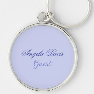 Elegant Blue Script Guest Name Keychain