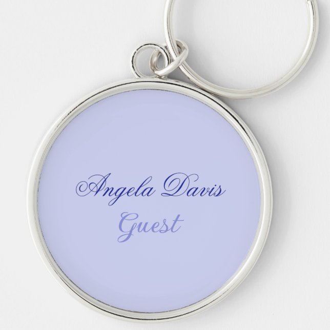 Elegant Blue Script Guest Name  Keychain (Front)