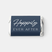 Elegant Blue Script Happily Ever After Wedding