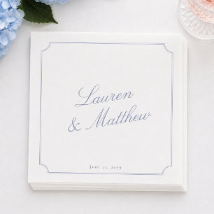 Elegant Blue Script Wedding Napkins