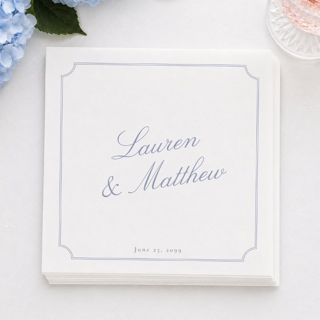 Elegant Blue Script Wedding Napkins (Creator Uploaded)
