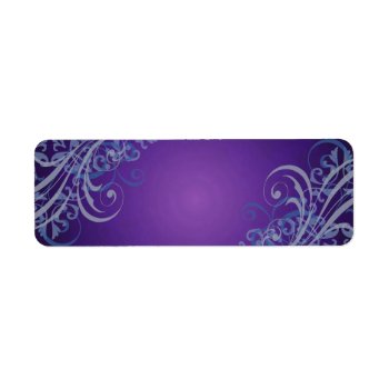 Elegant Blue Scroll Purple Blank Address Label by TheInspiredEdge at Zazzle