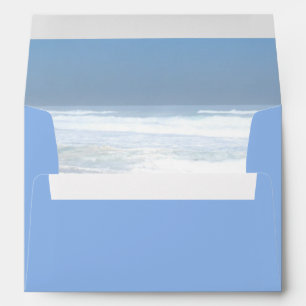 Elegant blue sea summer wedding envelope