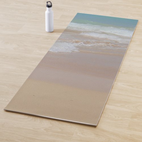 Elegant Blue Sea Water Waves Sand Template Trendy Yoga Mat