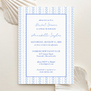 Elegant Blue Seashell Coastal Bridal Shower Invitation