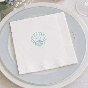 Elegant Blue Seashell Nautical Wedding Napkins