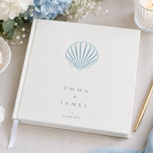 Elegant Blue Seashell Wedding Guest Book