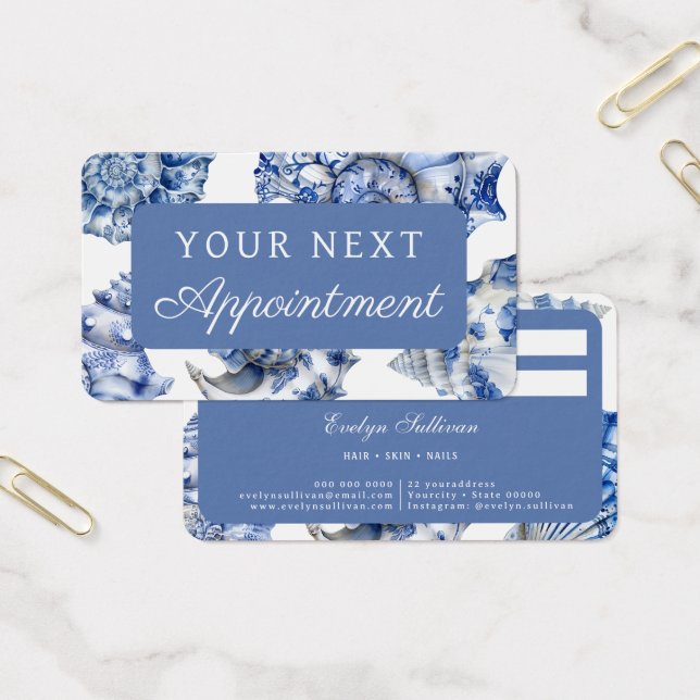 Elegant blue seashells appointment card (Office)
