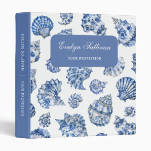 Elegant blue seashells binder