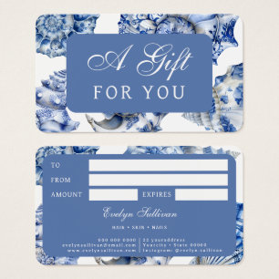 Elegant blue seashells gift card