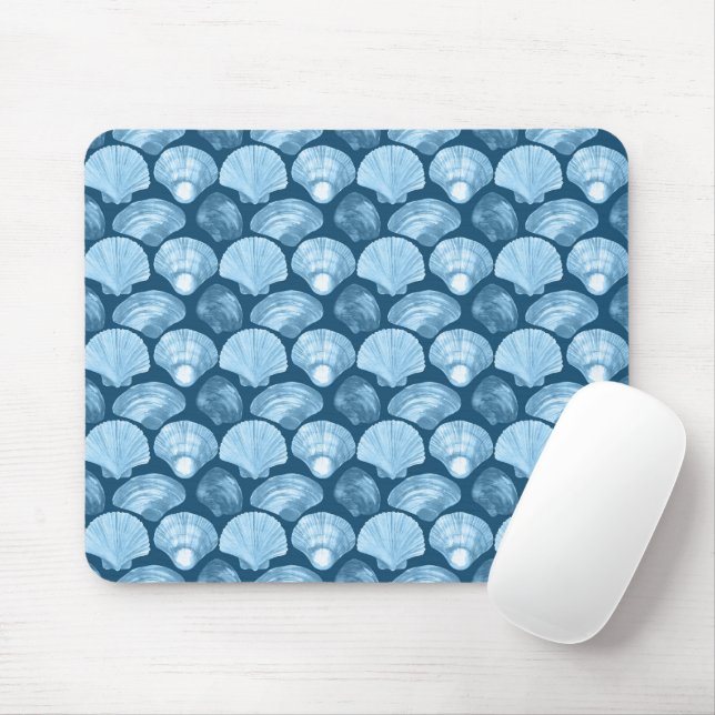 Elegant Blue Seashells Mousepad (With Mouse)
