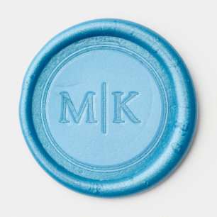 Elegant Blue Serif Wedding Wax Seal Sticker