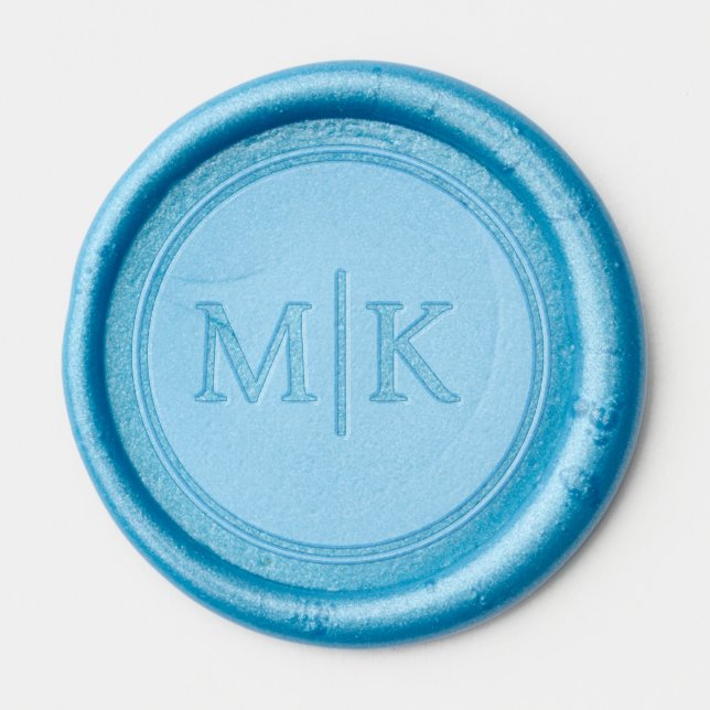 Elegant Blue Serif Wedding Wax Seal Sticker (Front)