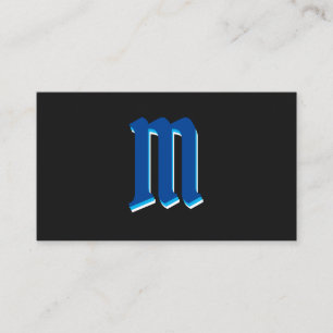 Elegant blue shapes on black monogram 3d effect business card