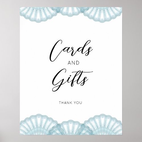Elegant Blue Shell Card and Gifts Poster