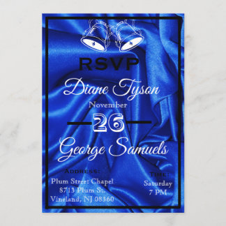 Elegant Blue Silk Wedding Invitation Cards RSVP